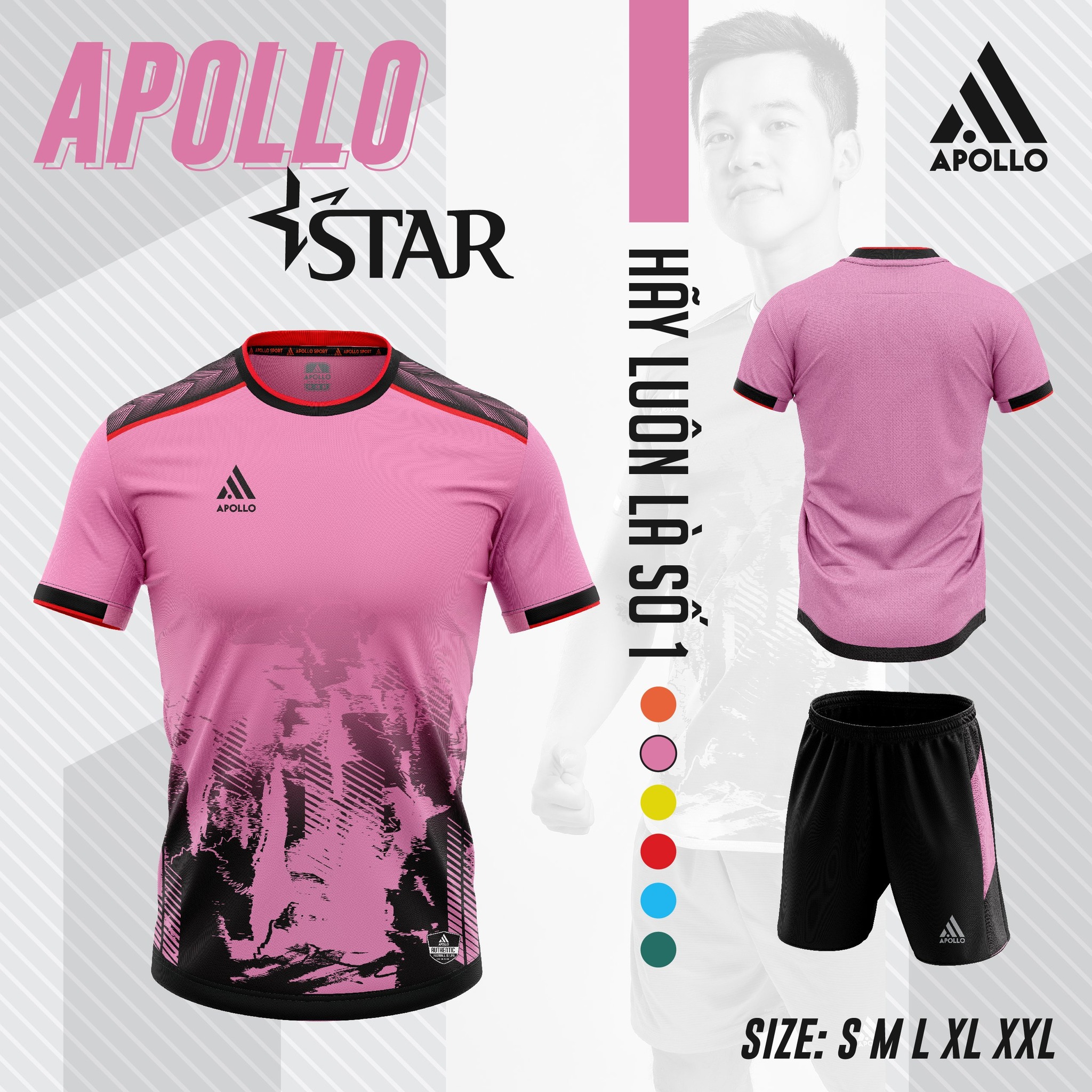 Đồng phục bóng đá Apollo Star vải thoáng khí, bền màu