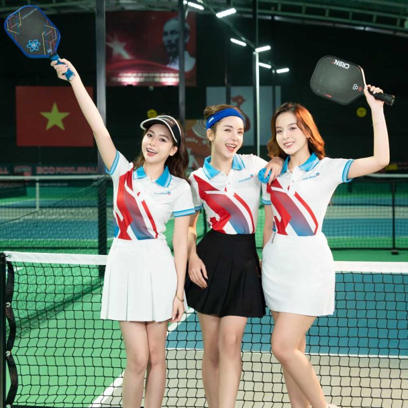 Đồng Phục Pickleball Nữ Áo Polo Và Váy Tennis