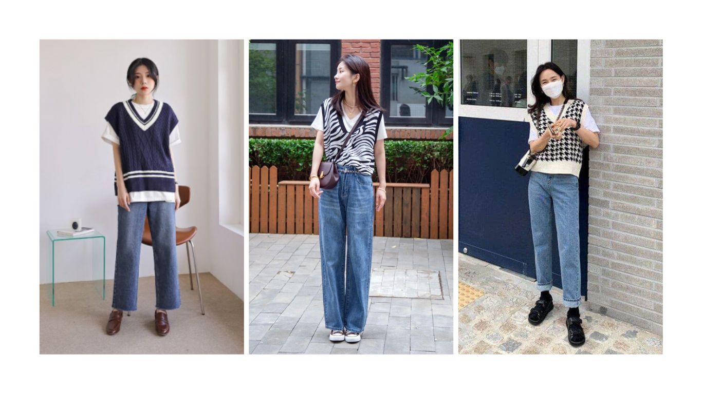 Cách Phối Đồ Mùa Thu Cho Nữ Với Áo Thun Cộc Tay Và Áo Len Gile