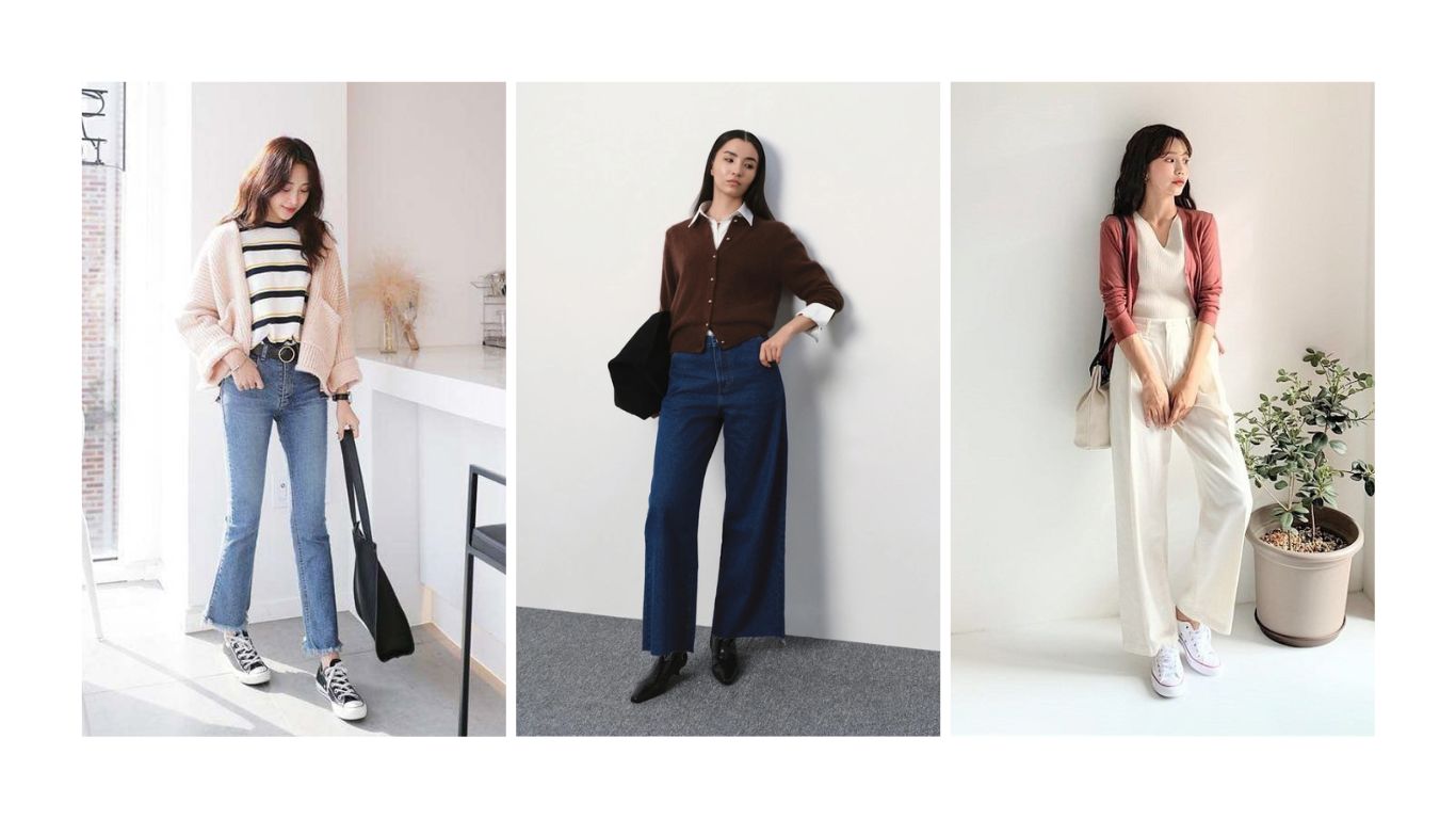 Cách Phối Đồ Mùa Thu Cho Nữ Với Áo Len Cardigan Và Quần Jean