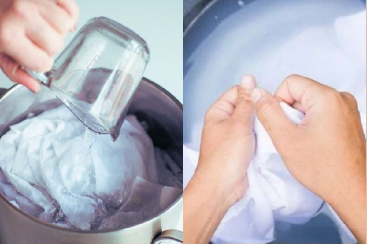 Tẩy áo trắng bị dính màu bằng giấm ăn