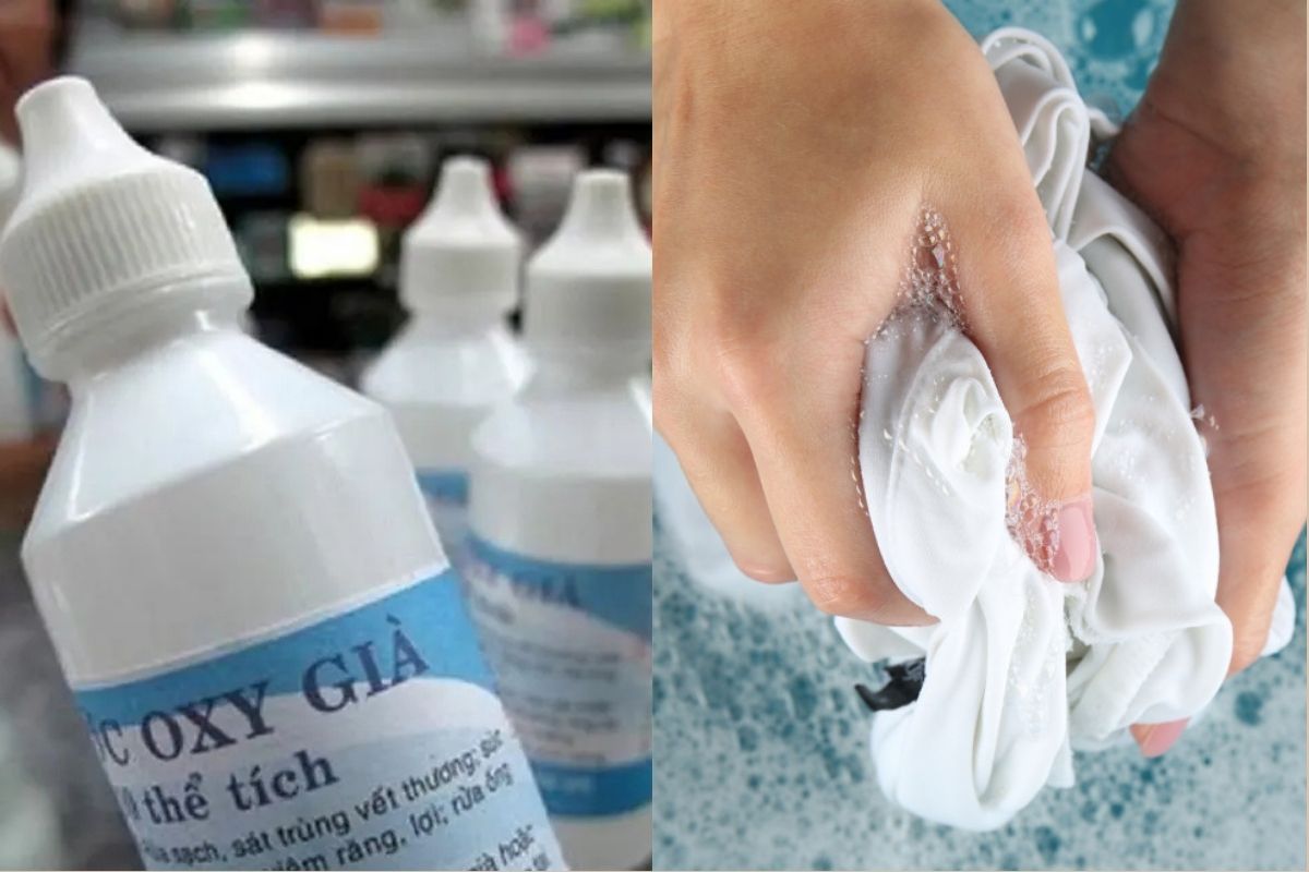 Tẩy áo trắng bị dính màu bằng oxy già