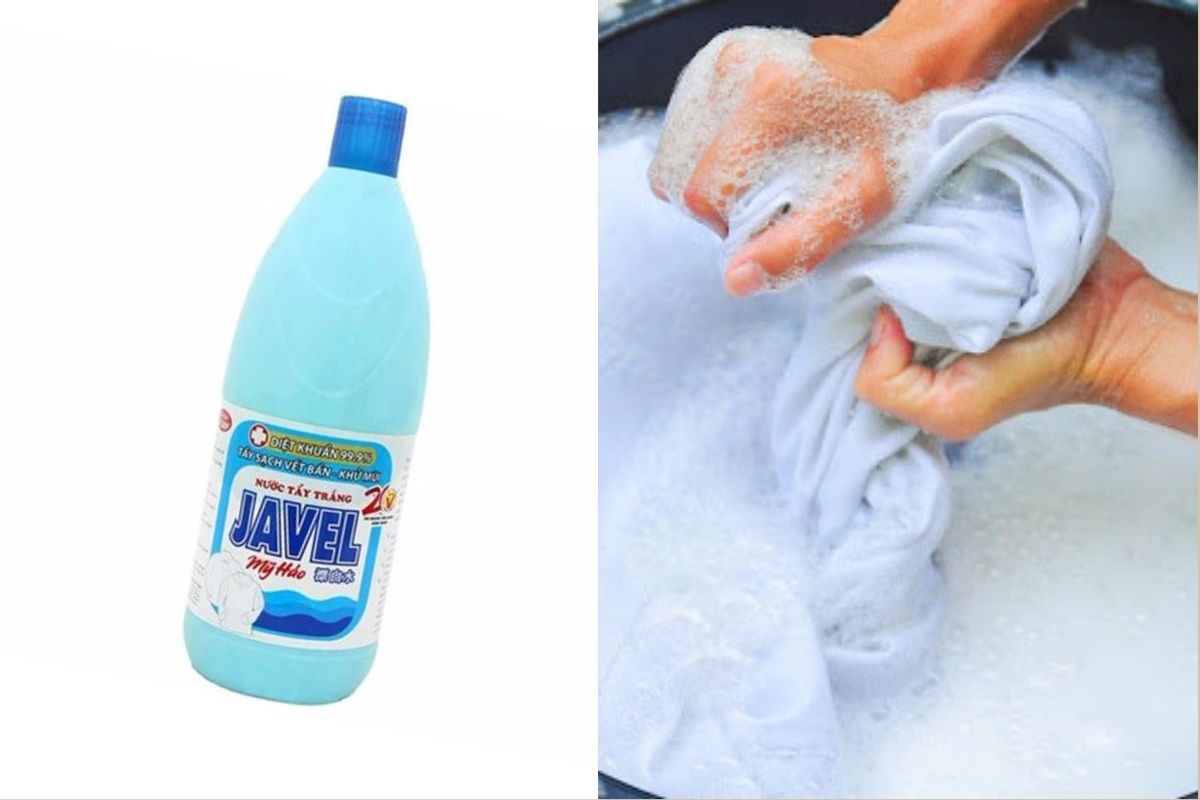 Tẩy áo trắng bị dính màu bằng thuốc tẩy Javel