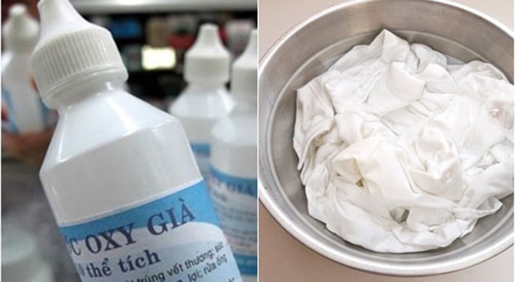 Xử lý quần áo phai màu bằng oxy già.