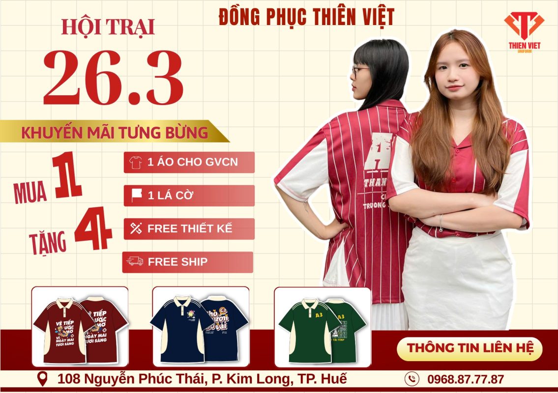 Áo Lớp Hội Trại 26/03 Đẹp, Nổi Bật, Thiết Kế Theo Yêu Cầu