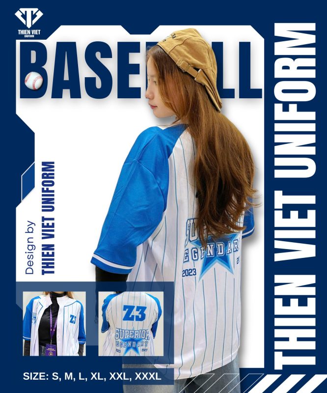 Áo Lớp Baseball Uniform – Màu Xanh Trắng Chuẩn Phong Cách Thể Thao