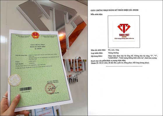 Đồng Phục Thiên Việt Chính Thức Được Cấp Giấy Chứng Nhận Đăng Ký Nhãn Hiệu