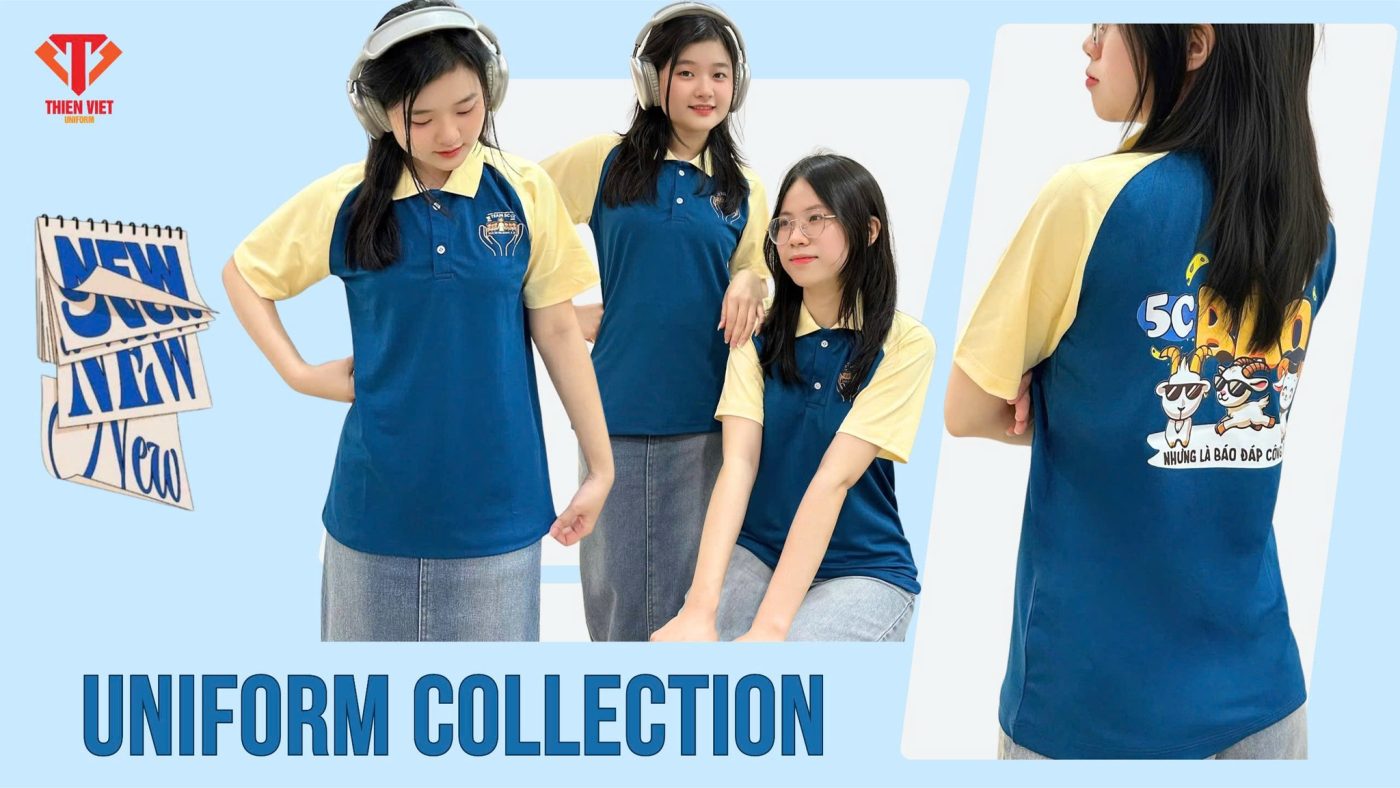 Đồng Phục Áo Lớp Polo Xanh Phối Vàng Trẻ Trung, Nổi Bật