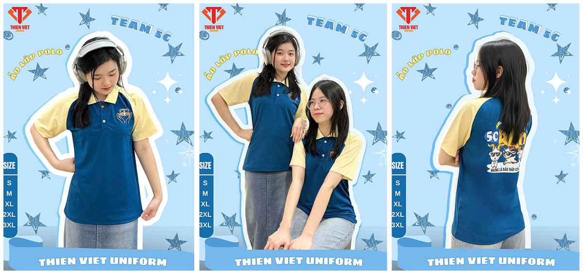 Đồng Phục Áo Lớp Polo Xanh Phối Vàng Hot Trend 2026