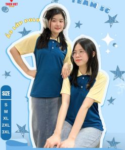Đồng Phục Áo Lớp Polo Xanh Phối Vàng Trẻ Trung, Năng Động