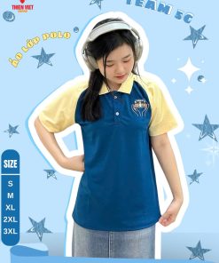 Mẫu Đồng Phục Áo Lớp Polo Xanh Phối Vàng Cao Cấp