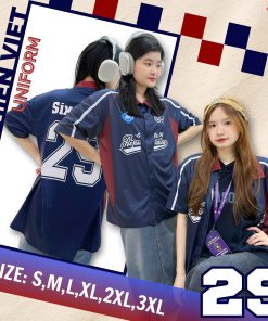 Áo Lớp Sơ Mi Xanh Đen Phối Đỏ Đô – Tinh Tế, Cá Tính