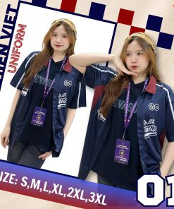 Đồng Phục Áo Lớp Xanh Đen Phối Đỏ Đô – Chuẩn Trend 2026