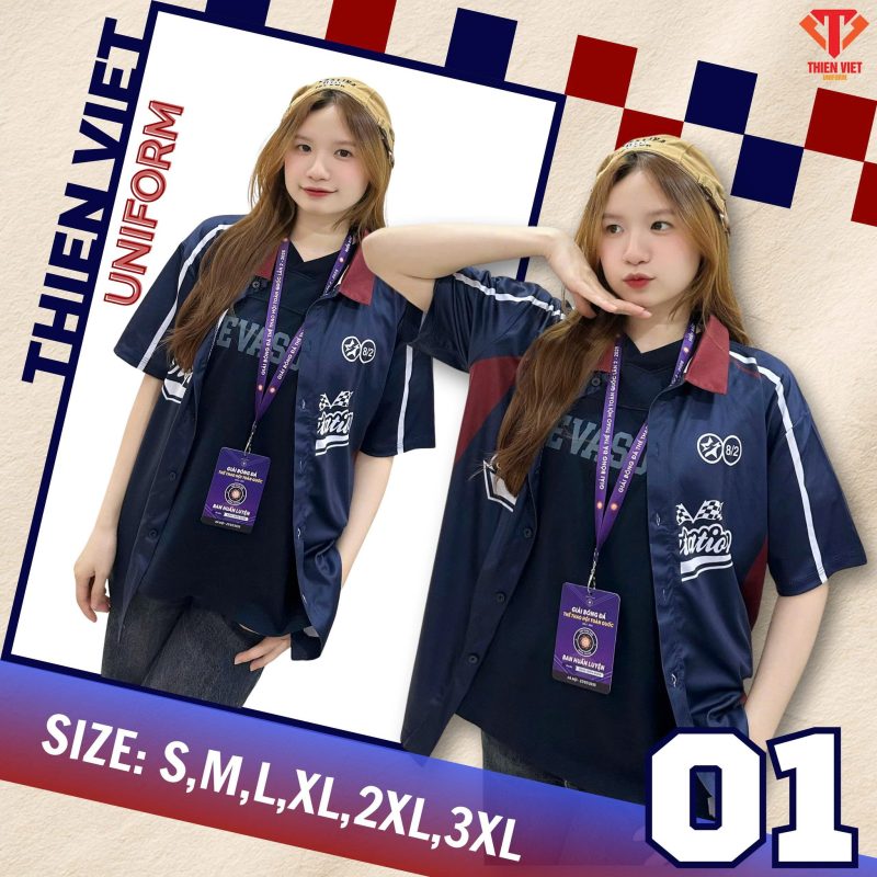 Đồng Phục Áo Lớp Xanh Đen Phối Đỏ Đô – Chuẩn Trend 2026