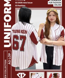 Áo Lớp Baseball Đỏ Đô – Outfit Thanh Xuân Đầy Cá Tính