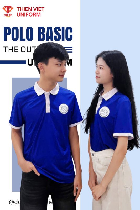 Áo Thun Polo Xanh Dương Basic Phối Trắng – Phong Cách Hiện Đại