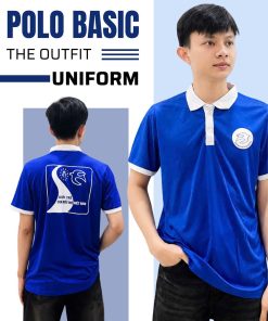 Áo Thun Polo Xanh Dương Basic Phối Trắng Thiết Kế Hiện Đại