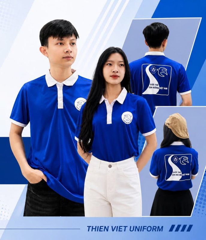 Áo Thun Polo Xanh Dương Basic Phối Trắng – Thiết Kế Trẻ Trung