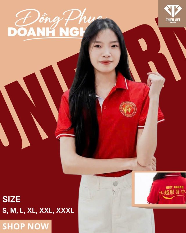 Áo Đồng Phục Doanh Nghiệp Việt Trung Màu Đỏ Nổi Bật