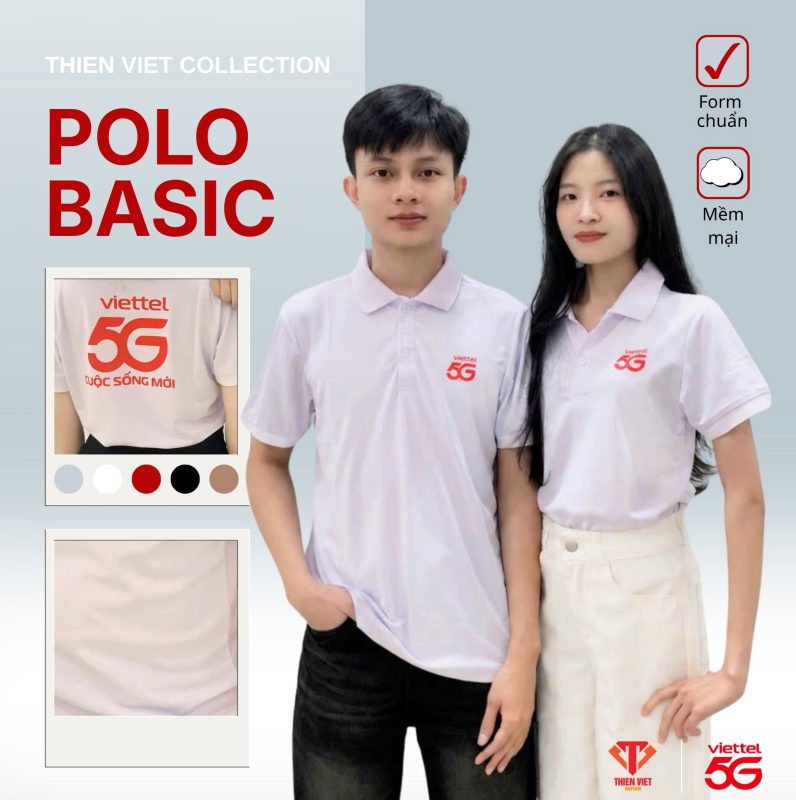 Áo Thun Polo Trắng Viettel 5G Thiết Kế Đồng Phục Doanh Nghiệp