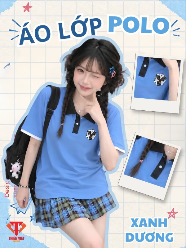 Đồng Phục Thiên Việt – May Áo Lớp Polo Xanh Dương Đẹp